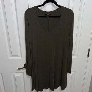 Forever 21 Olive Long Sleeve Dress